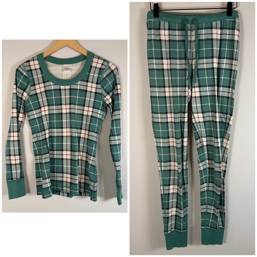Hanna Andersson Plaid Pajama Set XS 100% Organic Cotton Long Sleeve Full Length